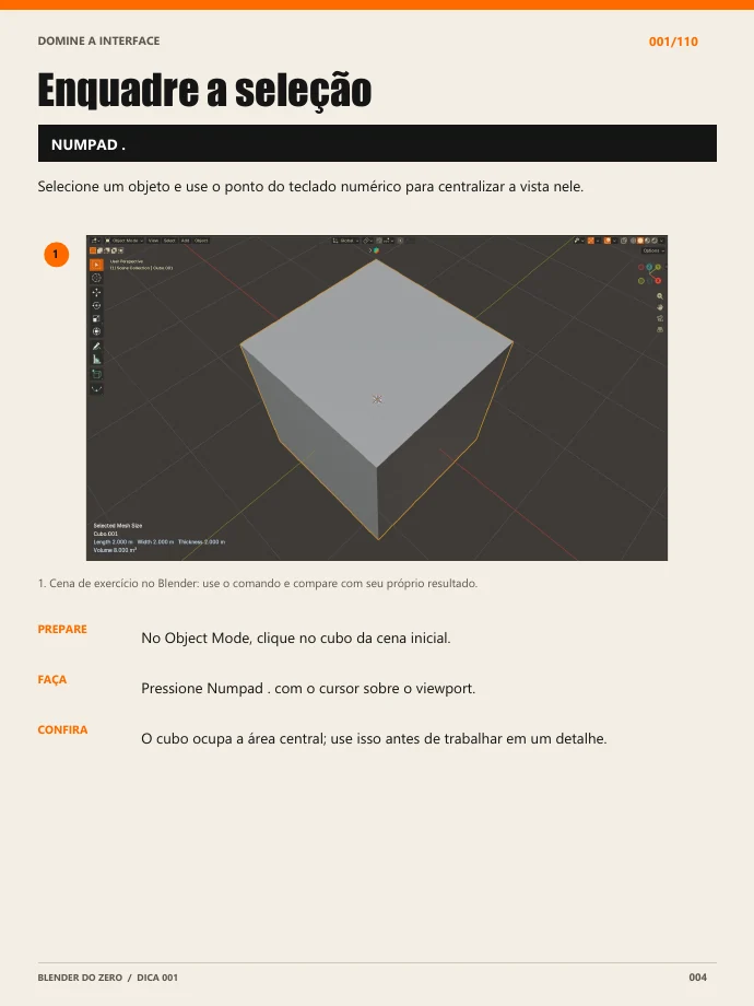 Página de dica sobre navegação na interface do Blender